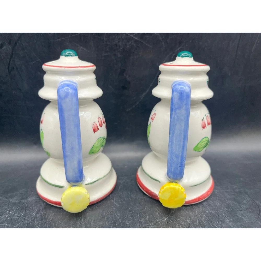 Vtg Napco Lantern Salt & Pepper Shakers Floral Ceramic Japan 1950s 3.5